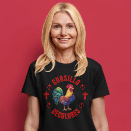 Camiseta Cursillo decolora o galo colorido com cruzes