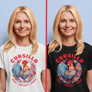 Camiseta Cursillo Rooster com Rosas Refletir Crescer