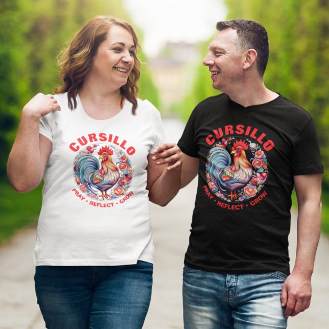 Camiseta Cursillo Rooster com Rosas Refletir Crescer (Criador carregado)