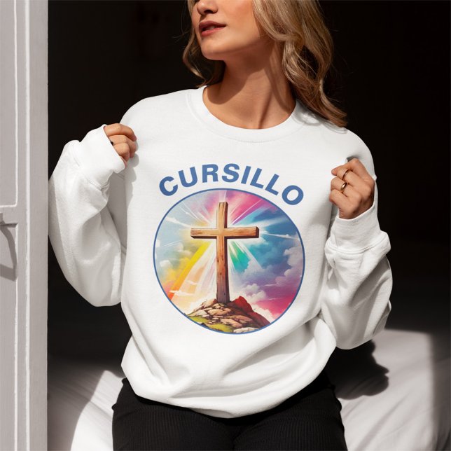 Camiseta Cursillo Wood Cross With Rainbow and Clouds (Criador carregado)