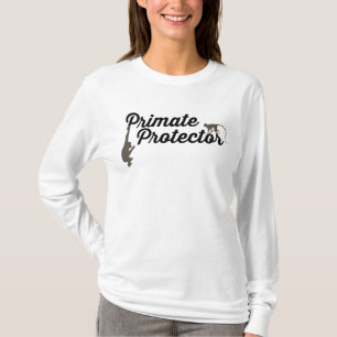 Camiseta Cursive do protetor do primata longo-sleeved