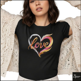 Camiseta Cursivo Brilhante Corações Abstratos Amor Remoinho