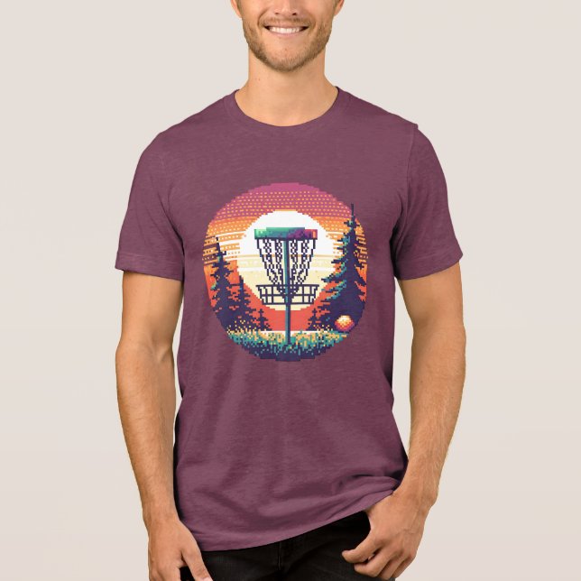 Camiseta Curso de Golfe em Disco de Arte Pixel (Frente)