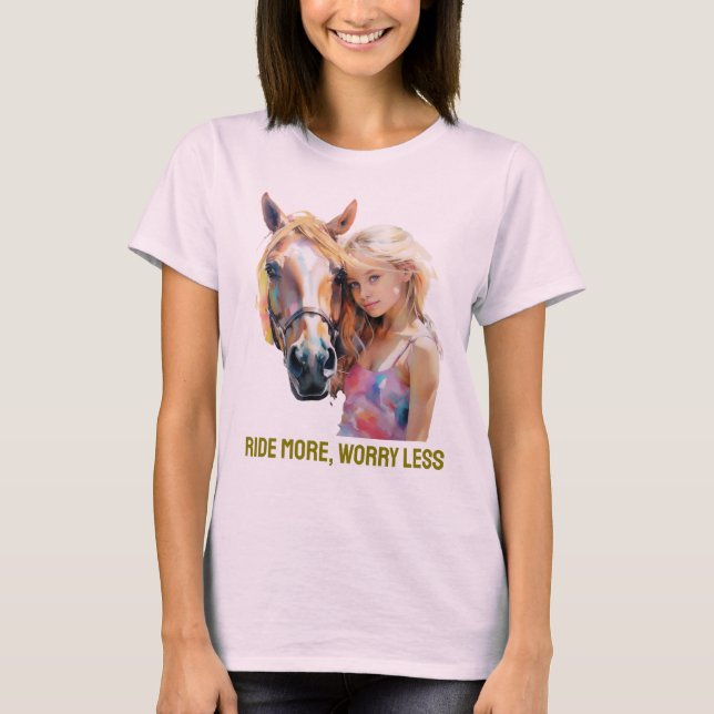 Camiseta Curso Mais Preocupada Menos - Cavalo Inspiracional (Frente)