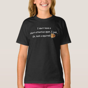 Camiseta Curta Atenção Esquilo Esquilo Humor Escuro Camiset