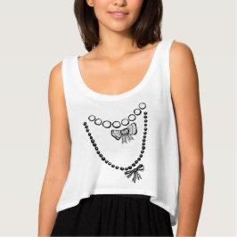 Camiseta Curta com Colares Trompe L'oeil