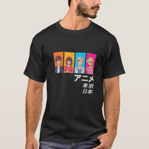 Camiseta Curta os Caracteres de Manga de Animação Japonês e