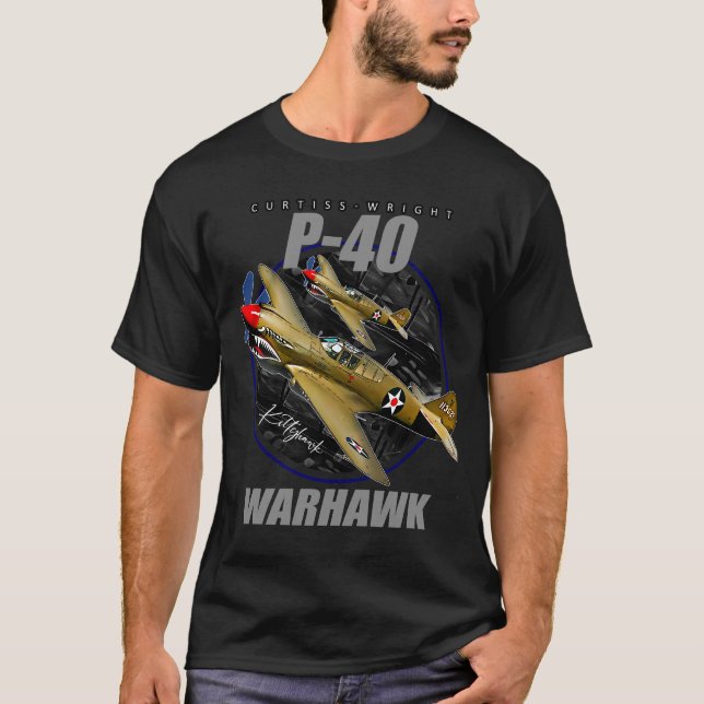 Camiseta Curtiss P-40 Warhawk USAF WW2 Fighter Aircraft (Frente)