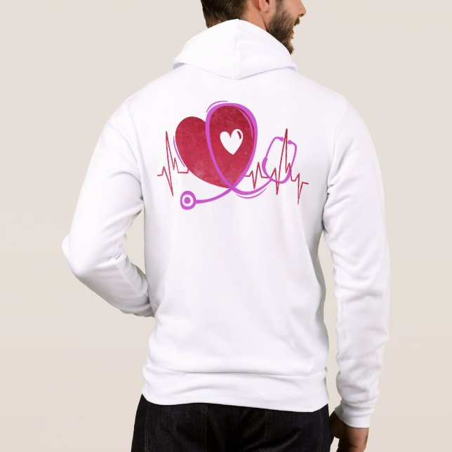 Camiseta Curva Cardíaca com Estetoscópio Médico 3 (Verso)