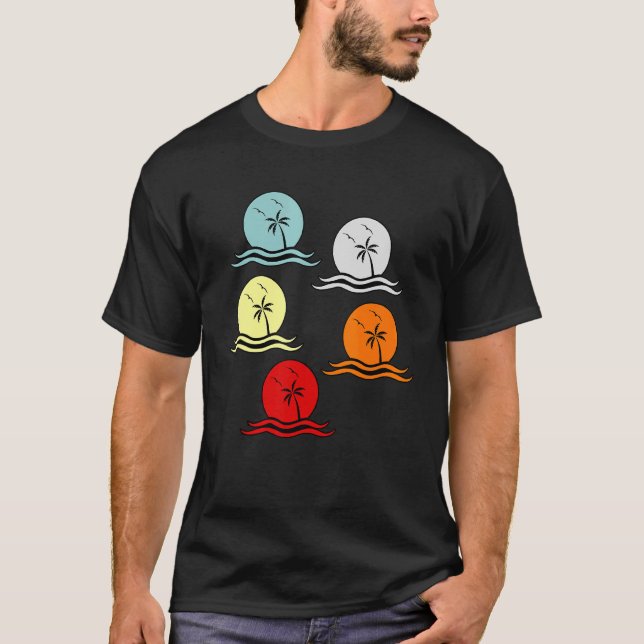 Camiseta Curva Sunset Palm Trees (Frente)