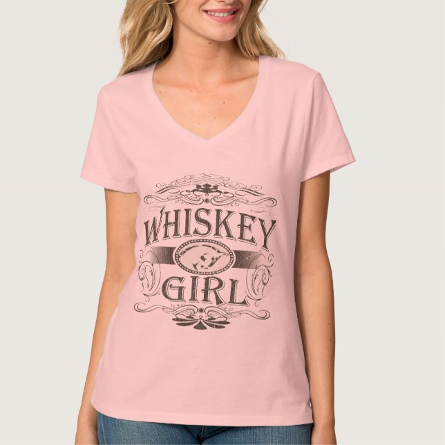 Camiseta Curvatura da menina do uísque (Frente)