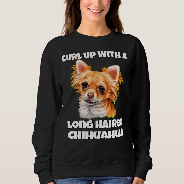 Camiseta Curve-Se Com Um Cão Chihuahua De Cabelo Longo (Frente)