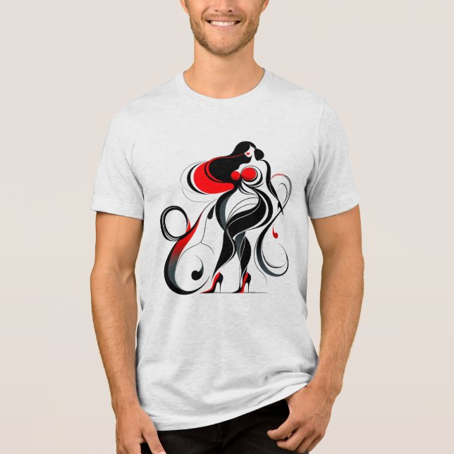 Camiseta Curvy Abstrato Silhouette Art (Frente)