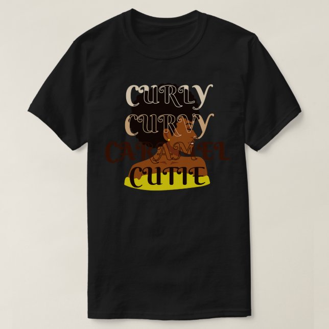 Camiseta Curvy amel Cutie Cabelo Natural Rainha Africana (Frente do Design)