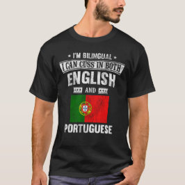 Camiseta Cusas em inglês e português Funny Portugal Flag