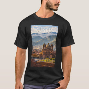 Camiseta Cusco Peru Ilustração Arte de Viagem Vintage