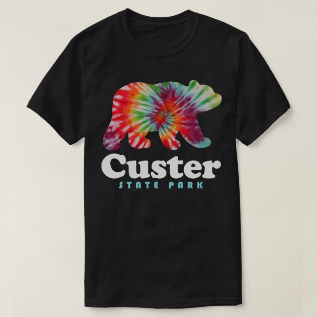 Camiseta Custer State Park Tie Dye Bear South Dakota (Frente do Design)