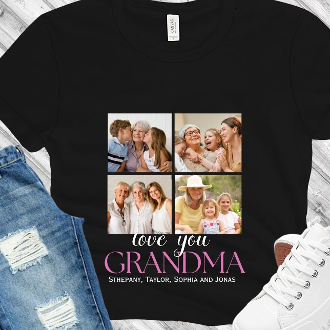 Camiseta Custom 4 Photo Collage for Grandma - Gift (Criador carregado)