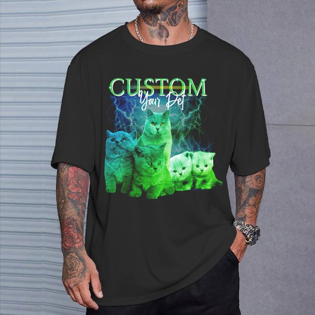 Camiseta Custom 90s Bootleg Rap Tee with Your Pet Photo  (Criador carregado)