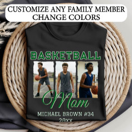 Camiseta Custom Basketball Mom 3 Photo Collage Name Number