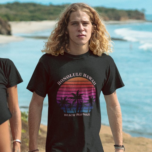 Camiseta Custom Beach Trip Tropical Palm Trees Black (Criador carregado)