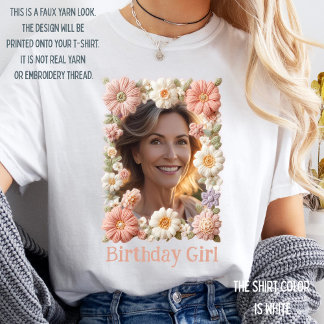 Camiseta Custom Birthday Floral Frame Personalized 