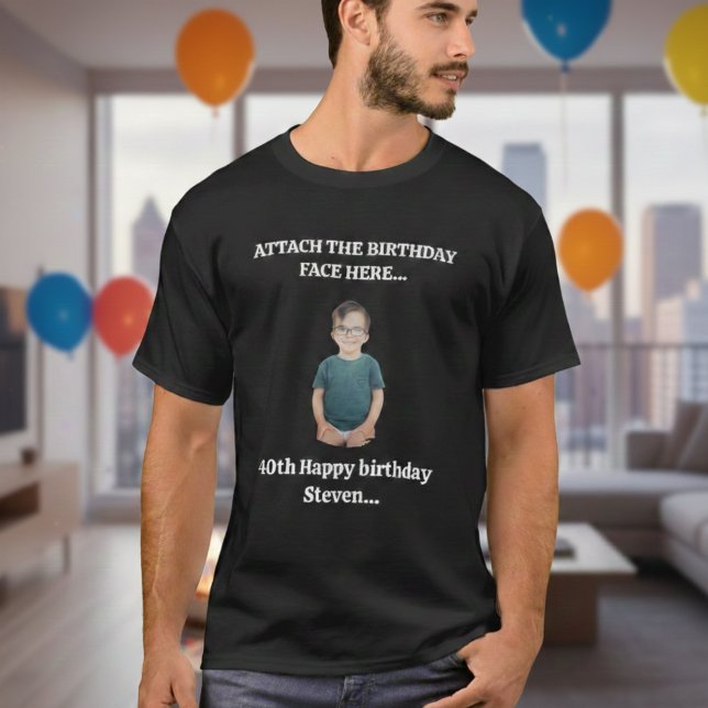 Camiseta Custom Birthday Photo Shirt – Personalized Face (Criador carregado)