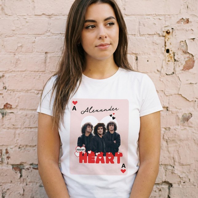 Camiseta Custom Boyfriend Photos With Name Valentine Heart (Custom Boylfriend Photos With Name Valentine Heart Tri-Blend Shirt)