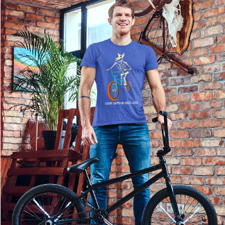 Camiseta Custom Caption Skeleton on a BMX Bike Graphic
