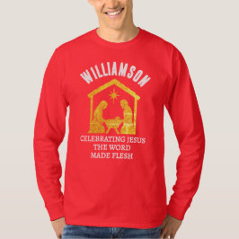 Camiseta Custom Christian Glitter Nativity Family Christmas