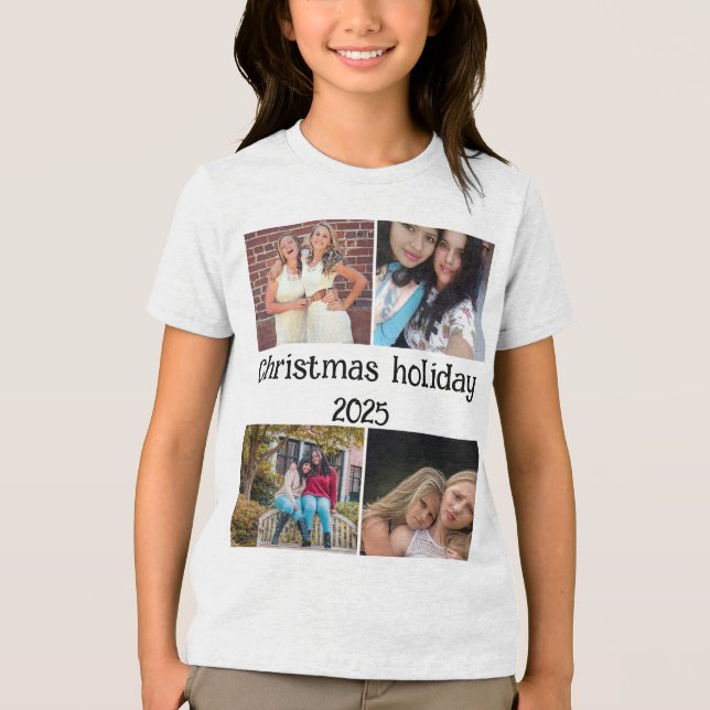 CAMISETA CUSTOM  CHRISTMAS HOLIDAY 4 PHOTO COLLAGE (Frente)