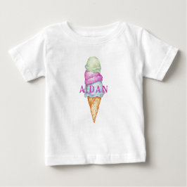 Camiseta Custom Colorful Painted Ice Cream Cone With Name