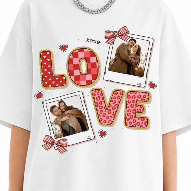 Camiseta Custom Custom Couple Photo Valentine Gift  (Criador carregado)
