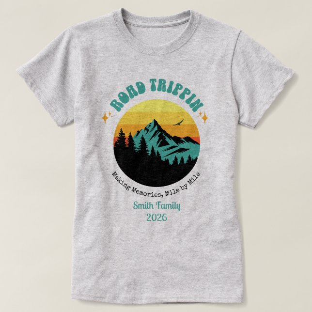 Camiseta Custom Family Vacation Road Outdoor Trip Matching (Frente do Design)