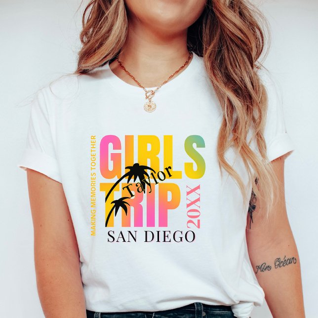 Camiseta Custom Girls Trip with Name, City and Year; Summer (Criador carregado)