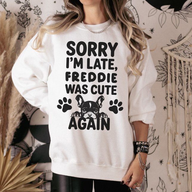 Camiseta Custom Hand Drawn Funny French Bulldog Mama (personalized dog mom sweatshirt)