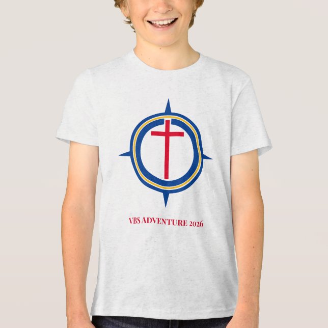Camiseta Custom Holy Compass Christian Cross VBS 2026 (Frente)