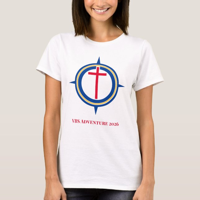 Camiseta Custom Holy Compass Christian Cross VBS 2026 (Frente)