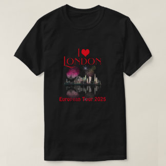 Camiseta Custom I Love London Reino Unido Skyline Fireworks