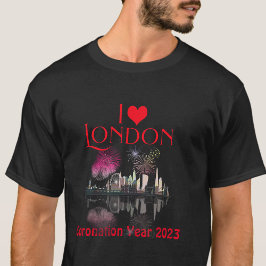Camiseta Custom I Love London Skyline Fireworks Souvenir