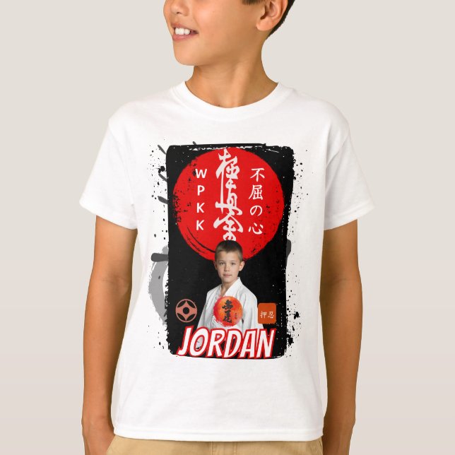 Camiseta Custom Kyokushin Karate Photo White Kids Shirt (Frente)