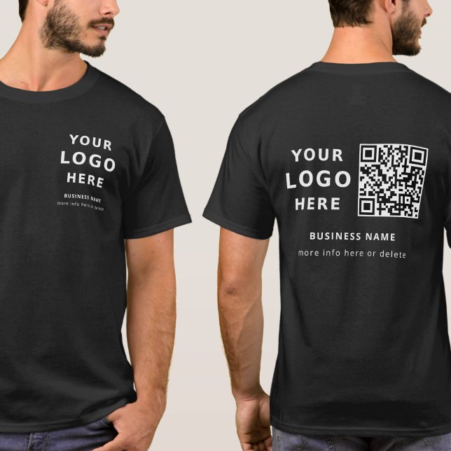 Camiseta Custom Logo and QR Code Employee Modern Black (Criador carregado)