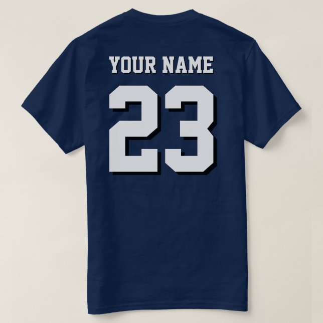 Camiseta Custom Name and Number Jersey Sports (Verso do Design)
