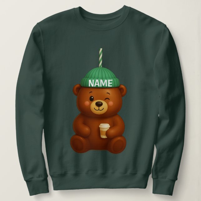 Camiseta Custom Name Bearista | Personalized Barista Bear | (Frente do Design)