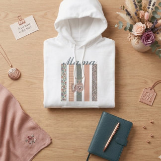 Camiseta Custom Name Mama Floral Locket Hoodie - Personaliz