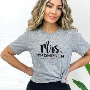 Camiseta Custom Name Mrs Bride Wedding