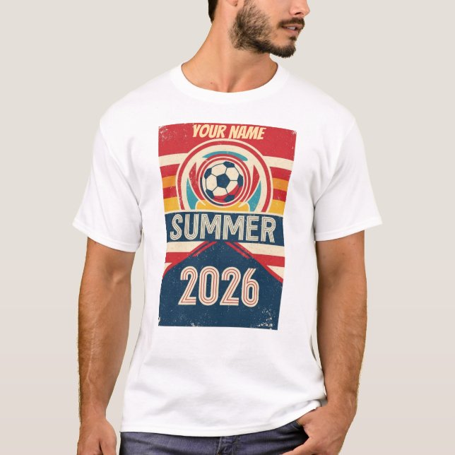 Camiseta Custom Name Summer 2026 Soccer Fan Retro Tee (Frente)