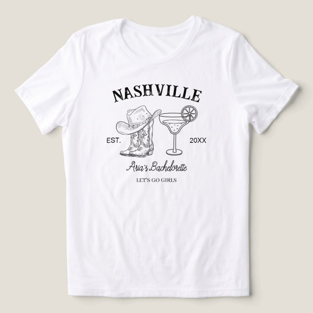 Camiseta Custom Nashville Rodeo, Cowgirl, Funny Bachelorett (Design frontal)