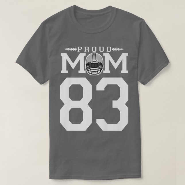 Camiseta Custom Number 83 Proud Football Mom Personalized F (Frente do Design)