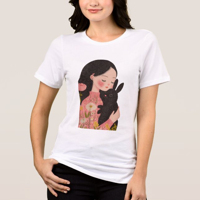 Camiseta Custom Pet and Owner Portrait Pet Illustration Por (Frente)